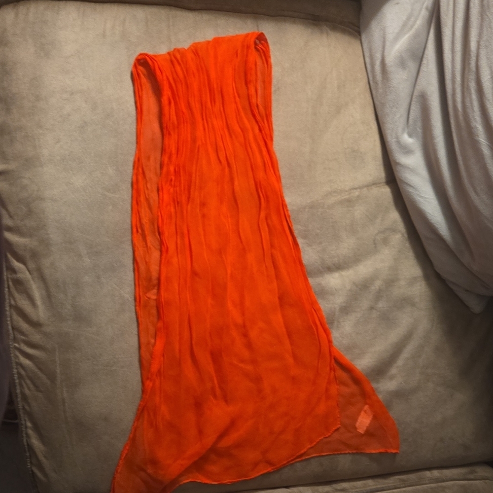 Vibrant Orange Sheer Scarf